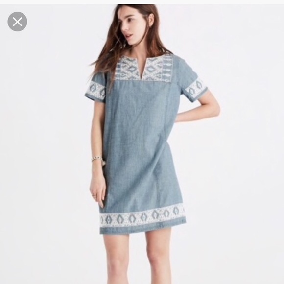 Madewell Dresses & Skirts - MADEWELL | Embroidered Chambray Tunic Dress